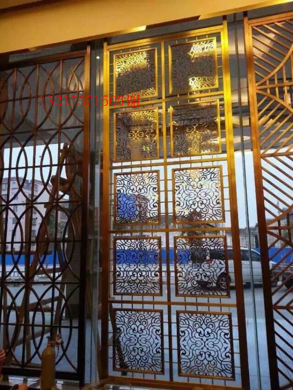 定做拉絲玫瑰金不銹鋼鏤空屏風廠家