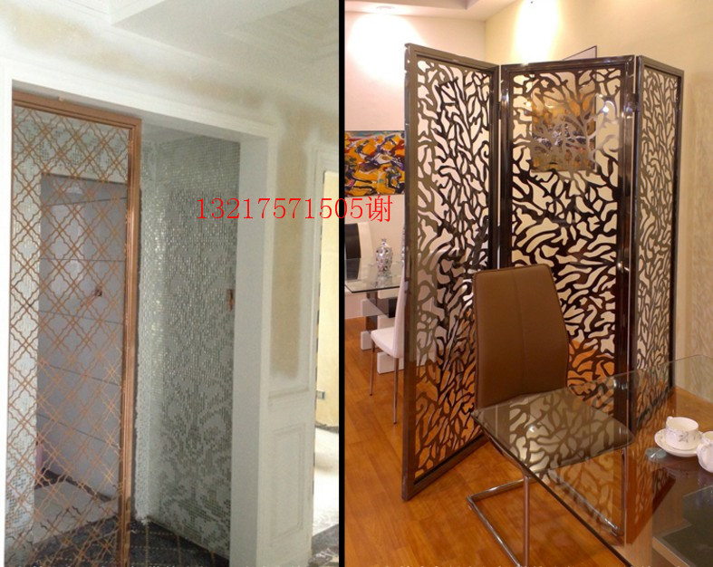 定做拉絲玫瑰金不銹鋼鏤空屏風廠家