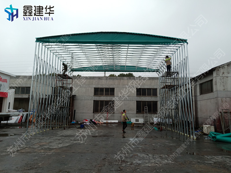 曹縣電動(dòng)推拉篷 幼兒園遮陽(yáng)遮雨蓬 廠房懸空遙控篷定做原裝現(xiàn)貨