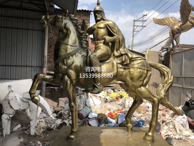 戶外大型廣場玻璃鋼羅馬騎士雕像擺件|商業(yè)街景觀裝飾仿銅騎士雕塑|古羅馬武士