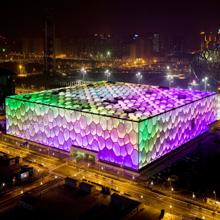 水立方ETFE充氣膜結構建筑工程氣枕膜結構泡泡水立方建筑夜景圖