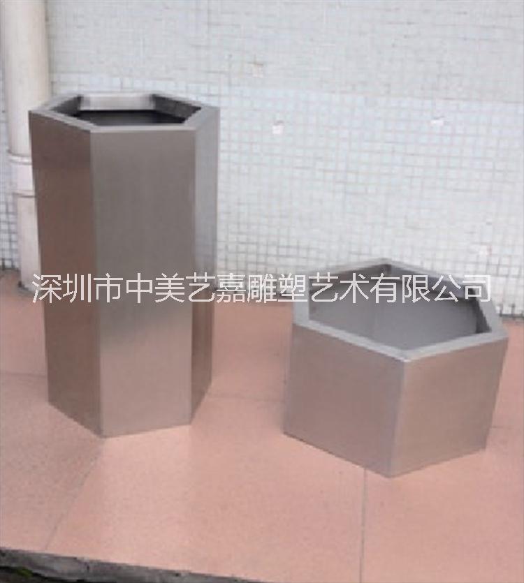 不銹鋼菱形切面花缽室內(nèi)戶外道路組合大號不銹鋼花缽