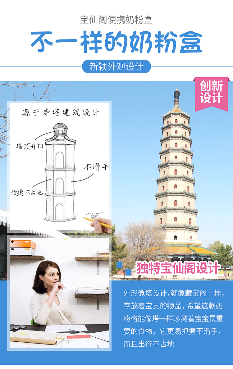 嬰兒外出便攜三層奶粉盒