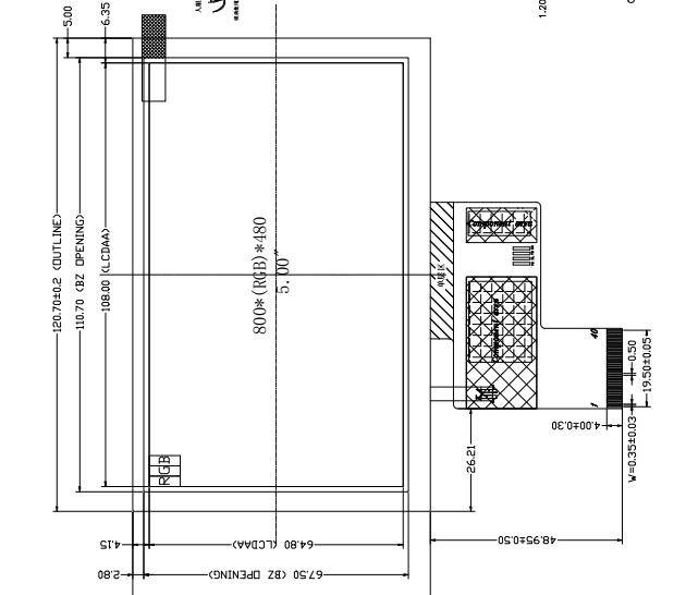 5寸屏 FPC-SH500D01Z工控屏 800*480顯示屏工廠*