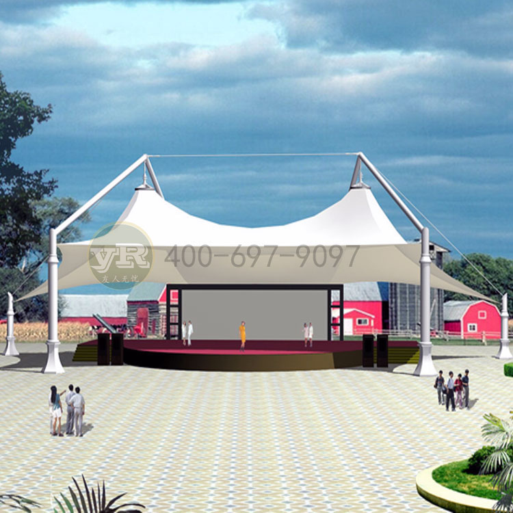 膜結(jié)構(gòu)舞臺遮陽棚文化廣場膜結(jié)構(gòu)舞臺設(shè)計張拉膜結(jié)構(gòu)舞臺安裝