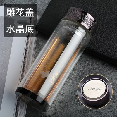 定做廣告杯辦公室茶杯活動(dòng)促銷(xiāo)禮品水杯子定制logo雙層玻璃杯定制