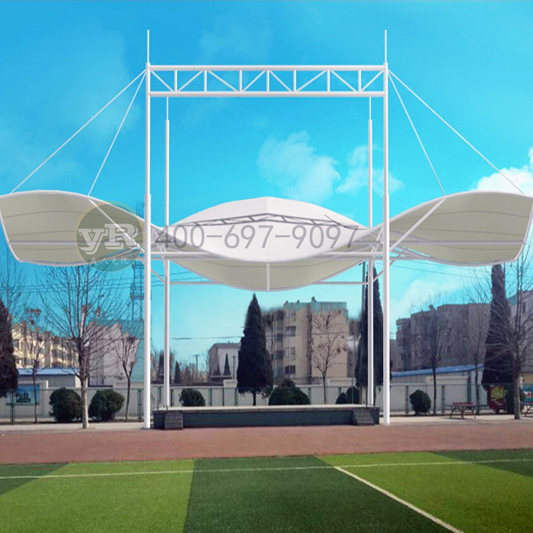 膜結(jié)構(gòu)舞臺遮陽棚文化廣場膜結(jié)構(gòu)舞臺設(shè)計張拉膜結(jié)構(gòu)舞臺安裝