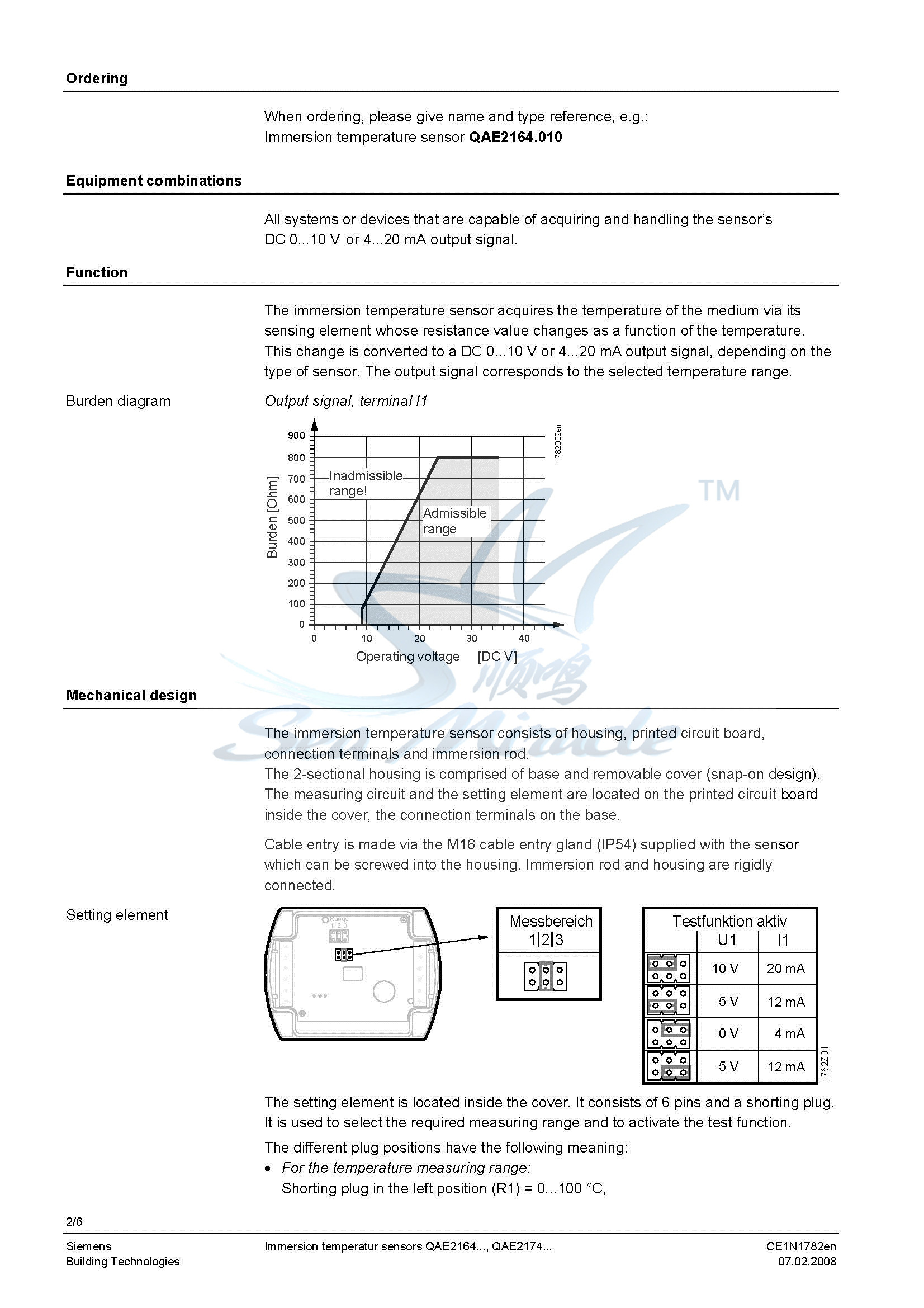 供應(yīng)* QAE2174.015 浸入式溫度傳感器