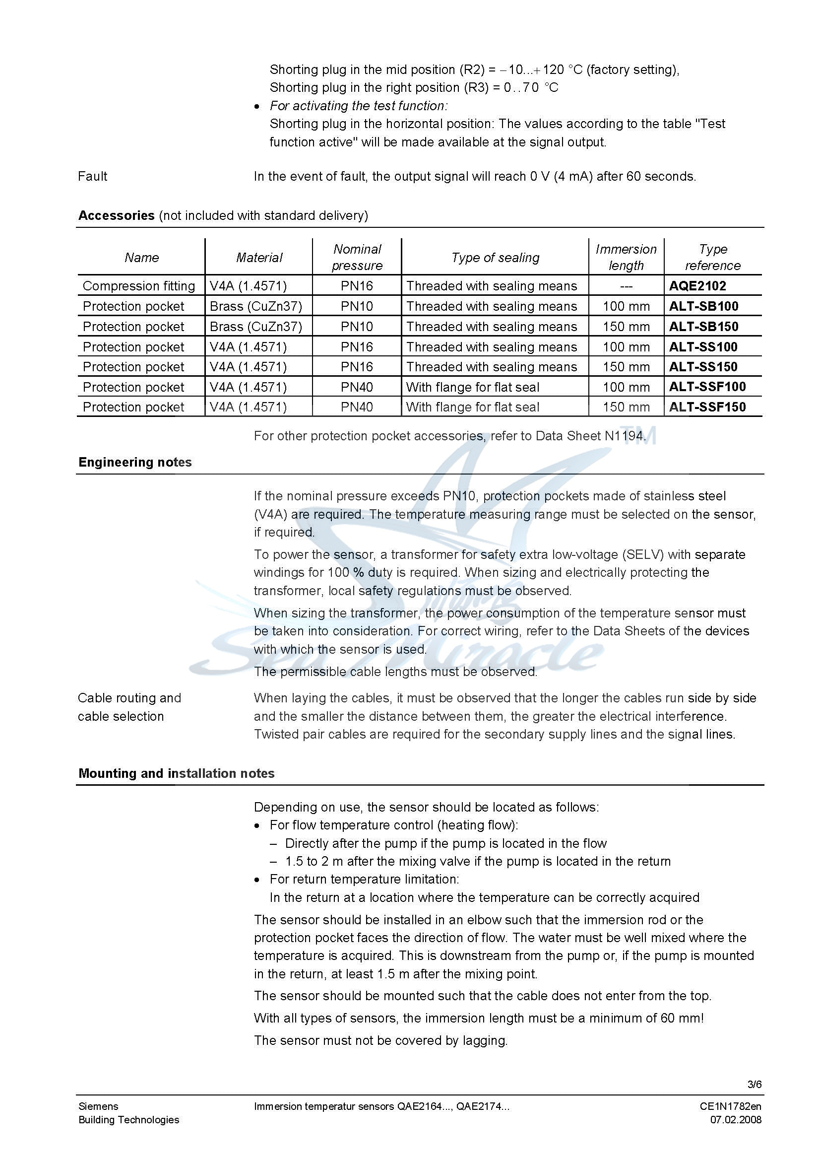 供應(yīng)* QAE2174.015 浸入式溫度傳感器