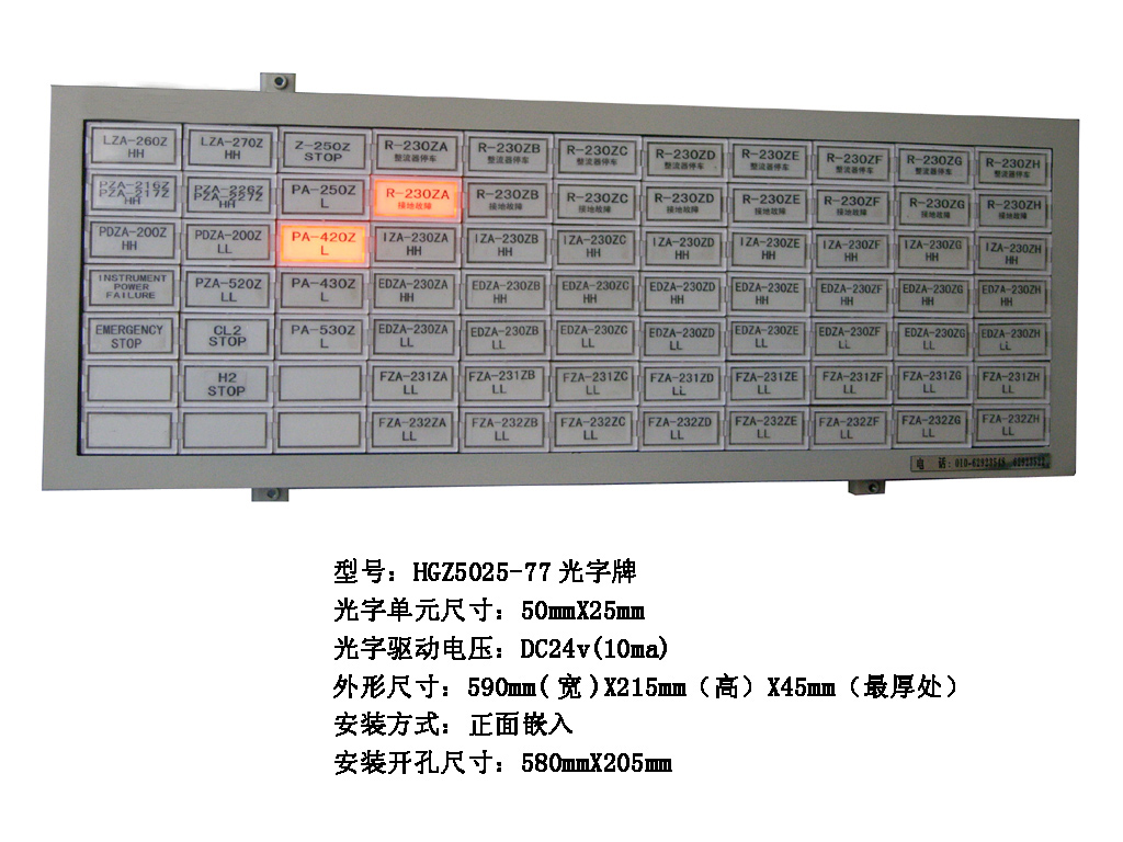 光字信號集中報警器(光字牌）