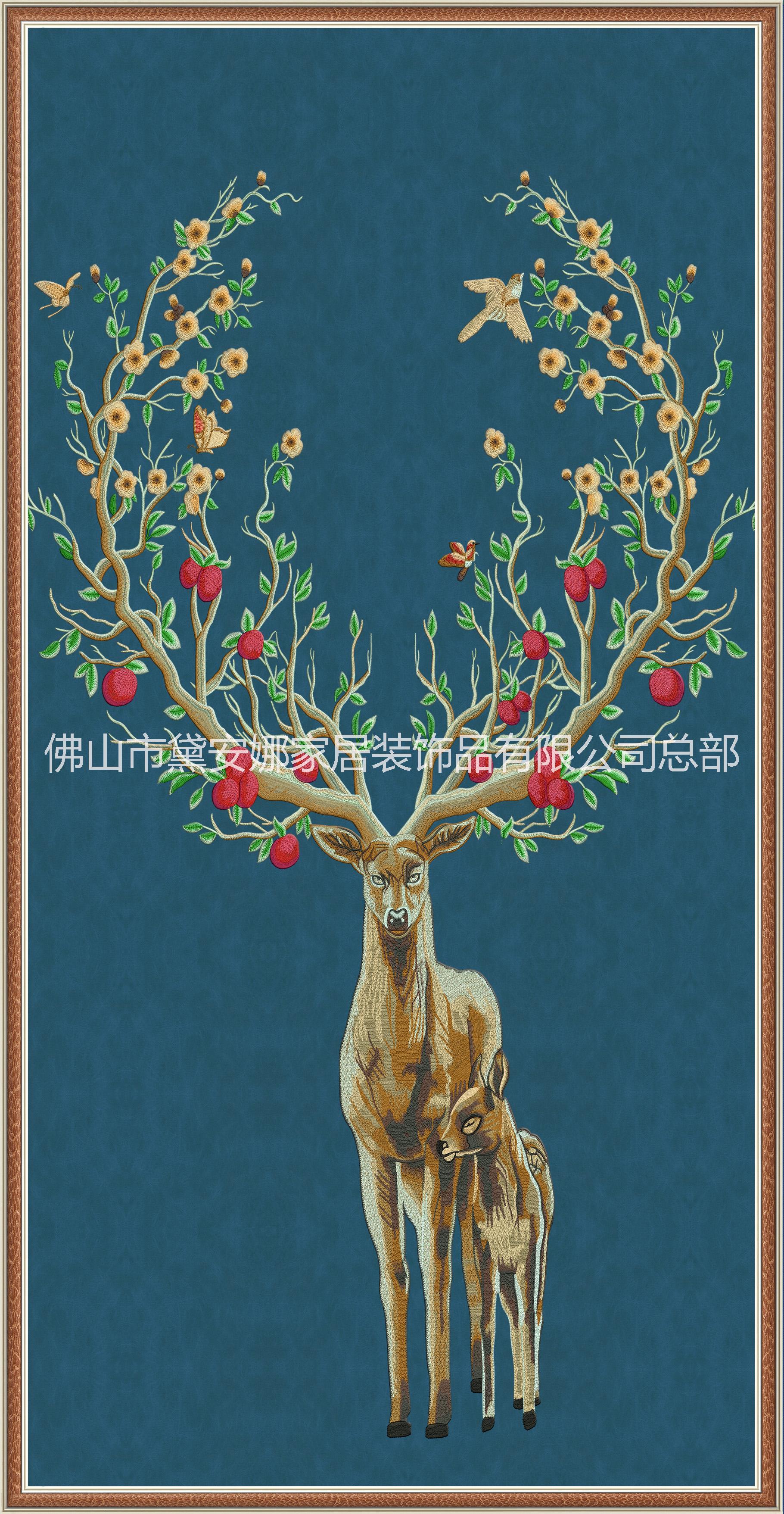 新中式刺繡硬包客廳電視背景 刺繡硬包刺繡墻布廠家  刺繡硬包整幅刺繡墻布廠家 獨(dú)繡墻布刺繡墻布