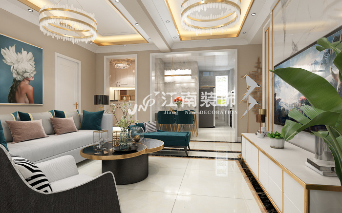 哈爾濱裝修公司江南裝飾打造黃家花園簡(jiǎn)歐風(fēng)格80㎡三室一廳裝修效果圖7