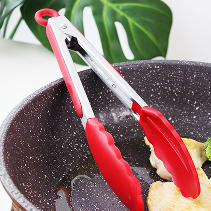 工廠清倉(cāng)特價(jià) 不粘鍋*食物牛排夾 不銹鋼烤肉耐高溫硅膠防燙