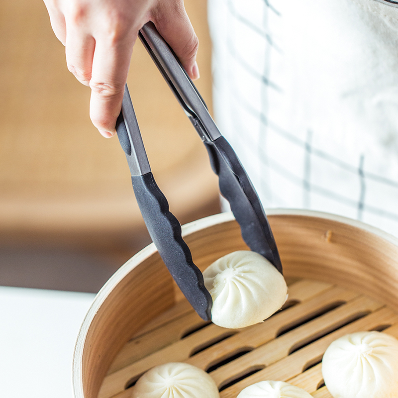 工廠清倉(cāng)特價(jià) 不粘鍋*食物牛排夾 不銹鋼烤肉耐高溫硅膠防燙