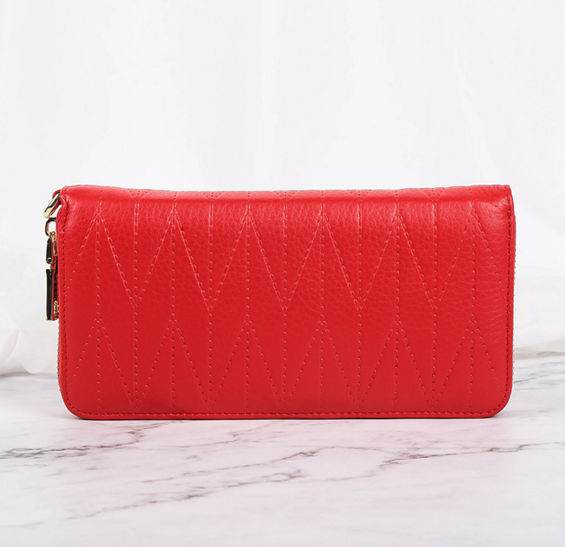 2018新款*歐美簡約個性長款真 皮錢包定制韓版時尚女士真 皮錢包