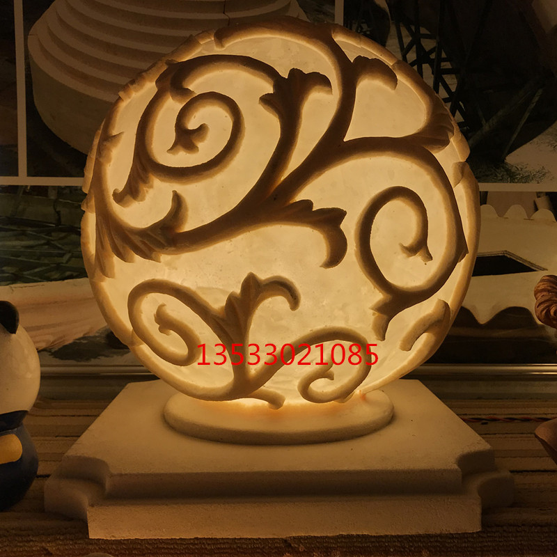 砂巖透光燈罩|歐式透光圓球雕花燈|人造砂巖樹(shù)脂燈飾|別墅羅馬柱頭燈