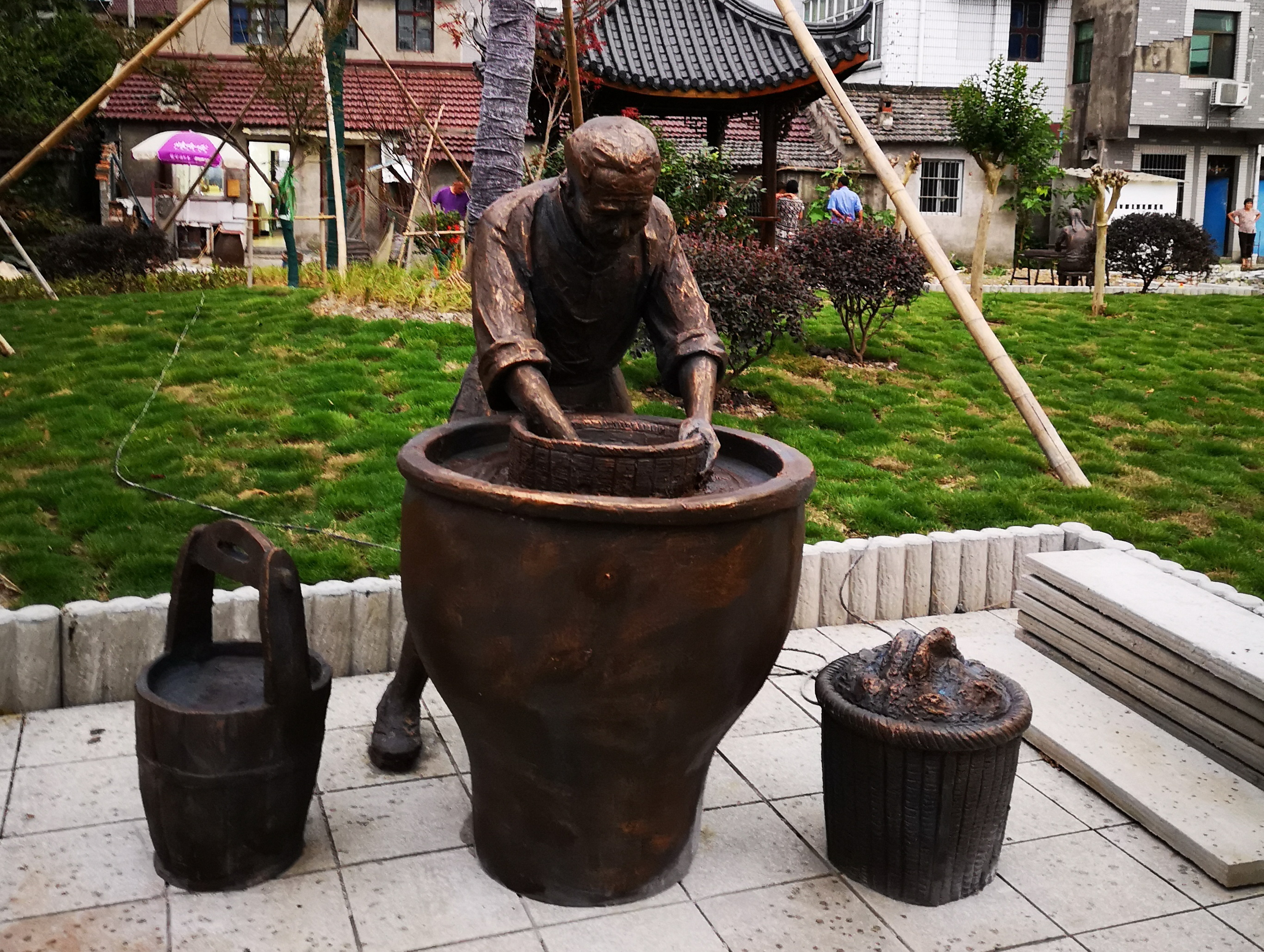 門(mén)口擺件古代人物真人雕塑玻璃鋼防銅雕塑仿銅擺件商業(yè)街 步行街 人物真人雕塑