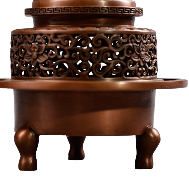 龍紐三足爐純銅擺件大號(hào)熏香爐佛教家居香道新中式裝修