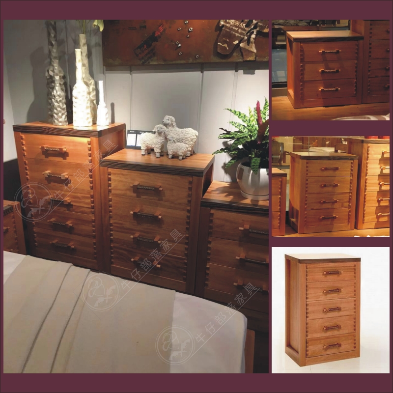 牛仔部落 北歐藝家實木斗柜 紅胡桃木西部牛仔騎士別墅家具定制