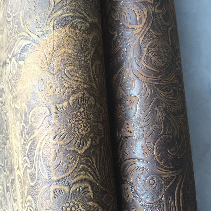 油蠟蟲草花瘋馬皮 紅棕色頭層油蠟牛皮批發(fā) 皮具箱包用頭層牛皮整張皮料