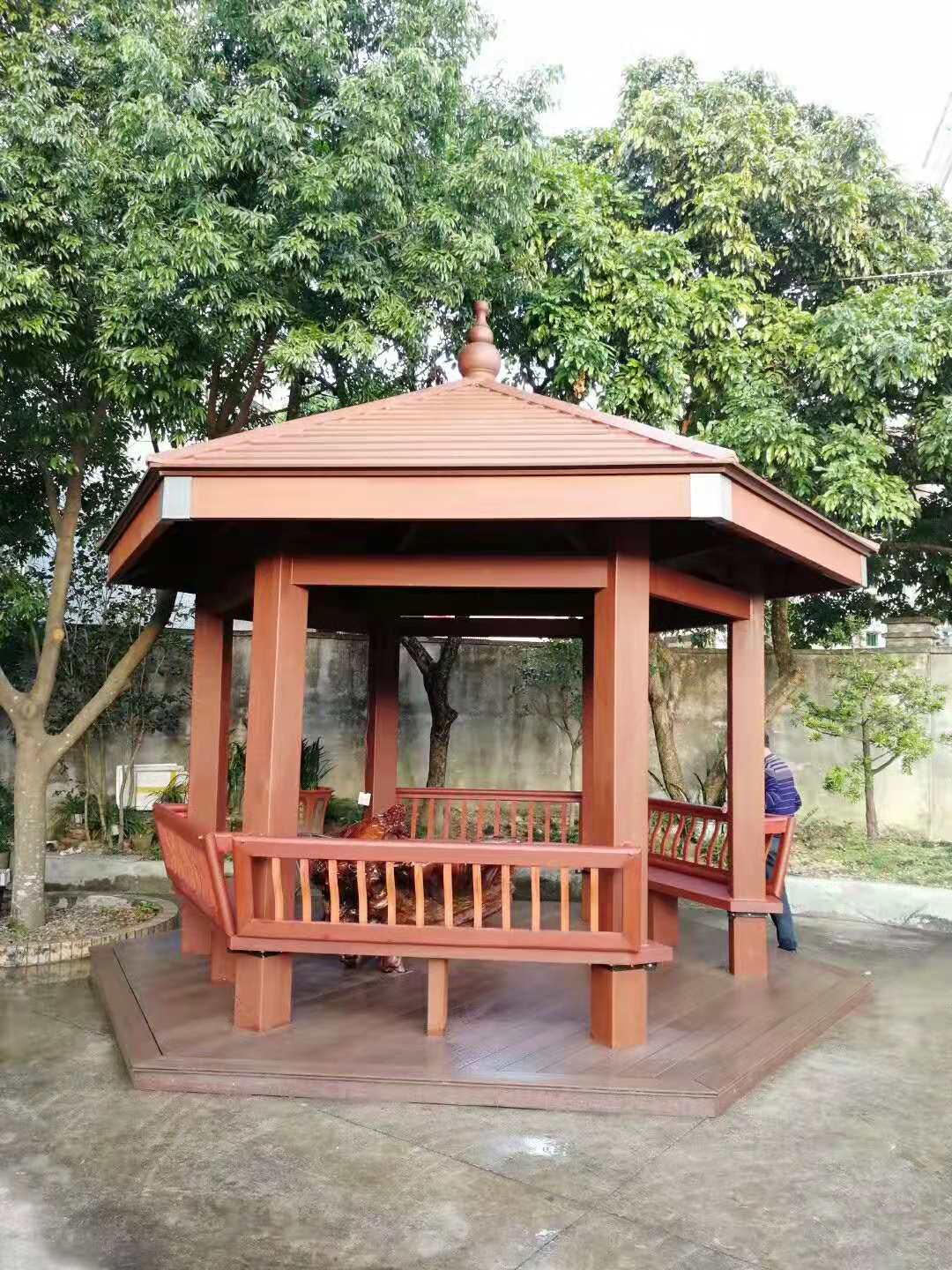 木塑涼亭 乘涼木塑涼亭 乘涼休憩涼亭 木塑制品 欣源木塑涼亭