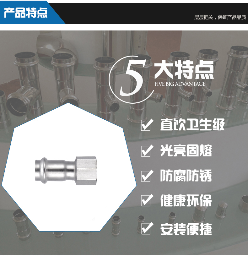 廣州共譽(yù)  衛(wèi)生級(jí)管材配件 304不銹鋼雙卡內(nèi)絲直接