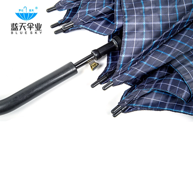 廠家批發(fā)定制廣告?zhèn)阒睏U商務傘，創(chuàng)意男士雨傘批發(fā)定做格子直桿加大商務傘自動長柄格子傘