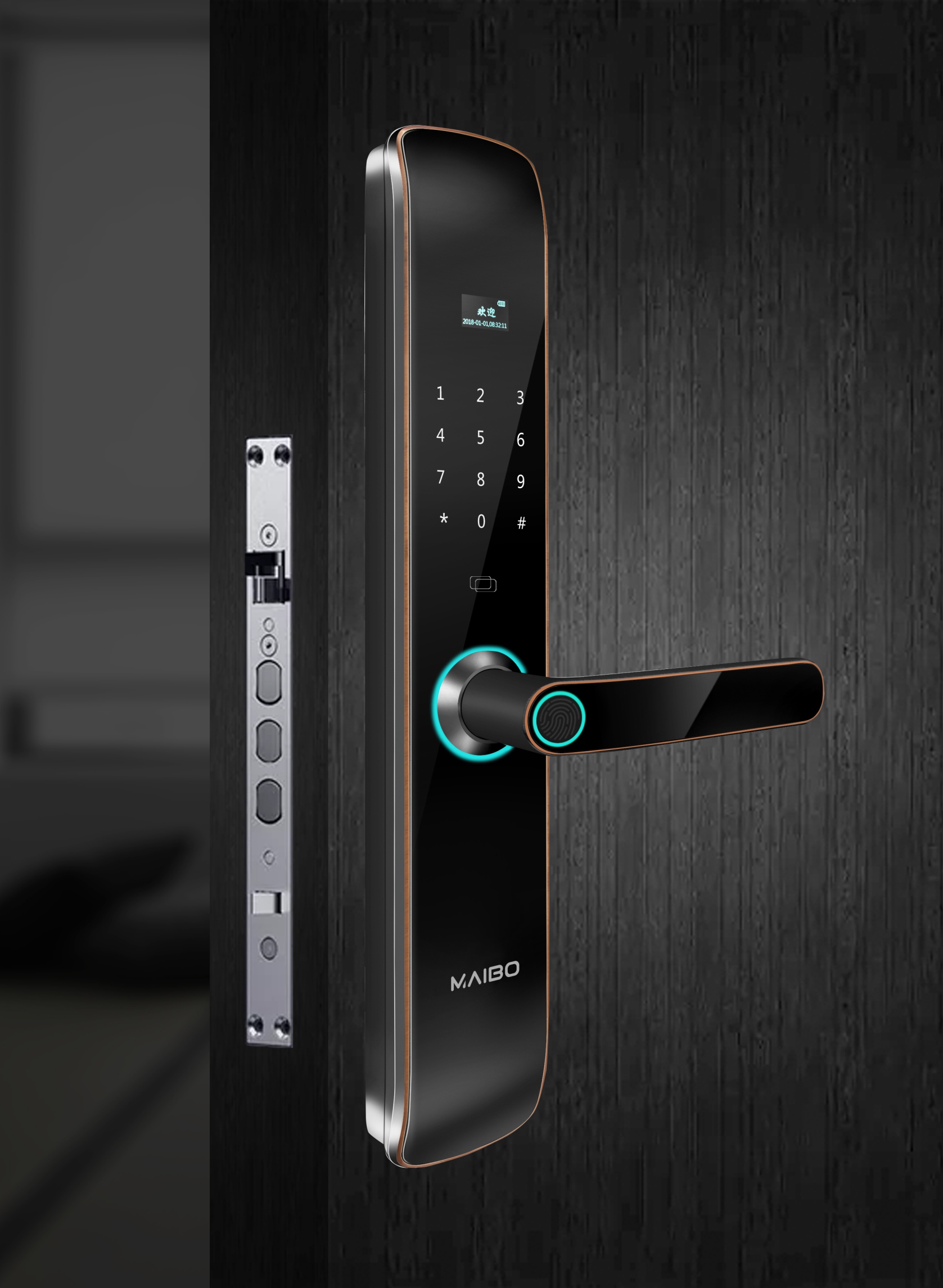 指紋門鎖脈博P6密碼開門智能指紋電子門鎖