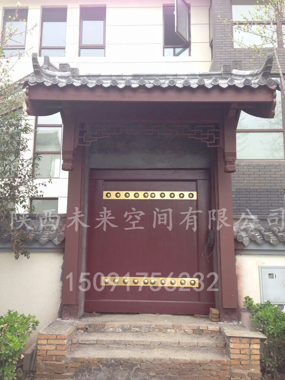 西安仿古大門，榆木大門，銅釘大門