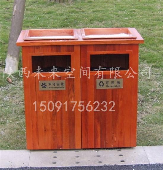 西安防腐木垃圾桶，碳化木垃圾桶，