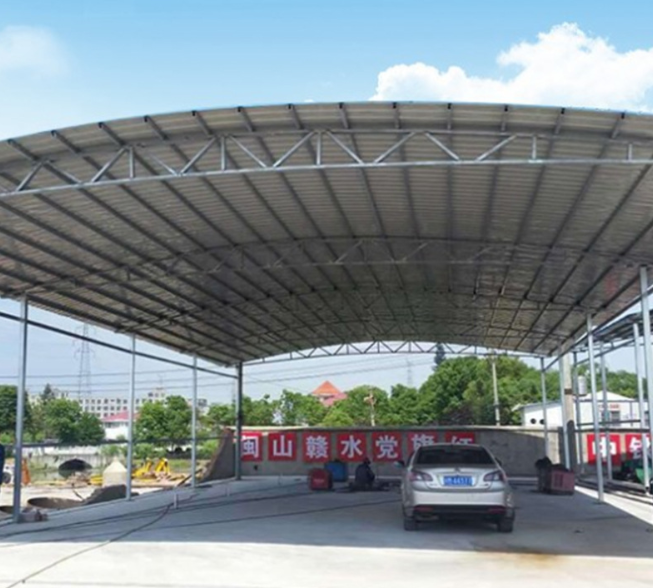 專業(yè)搭建鐵棚架 簡易鐵皮棚通道雨棚 鋼結構彩鋼板鋼架棚工程鐵棚  鋼結構雨棚