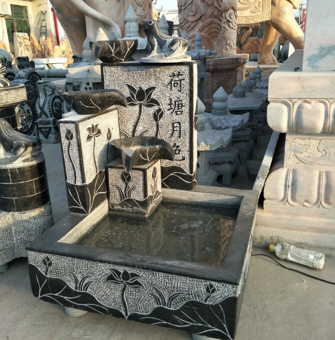 廠家現(xiàn)貨供應(yīng)做舊復(fù)古仿古石槽流水?dāng)[件 財運滾滾石雕 曲陽石雕