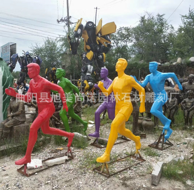 玻璃鋼運動員雕塑 彩繪跑步人物雕塑 園林廣場步行街人物雕塑擺件