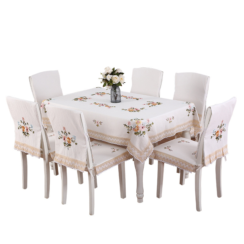防水田園布藝現(xiàn)代簡約家用防塵罩定制一件代發(fā) 廠家直銷餐臺布絲帶繡桌布