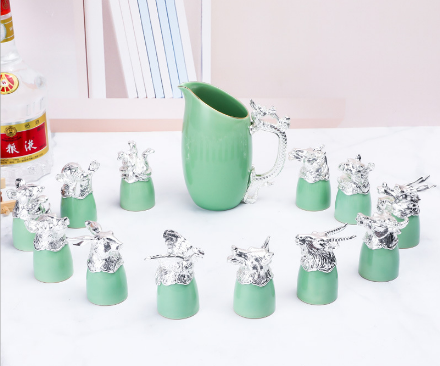 白酒杯套裝 創(chuàng)意小酒杯 創(chuàng)意酒杯套裝 十二生肖酒杯 十二生肖白酒杯 陶瓷*酒具 白酒杯套裝廠家