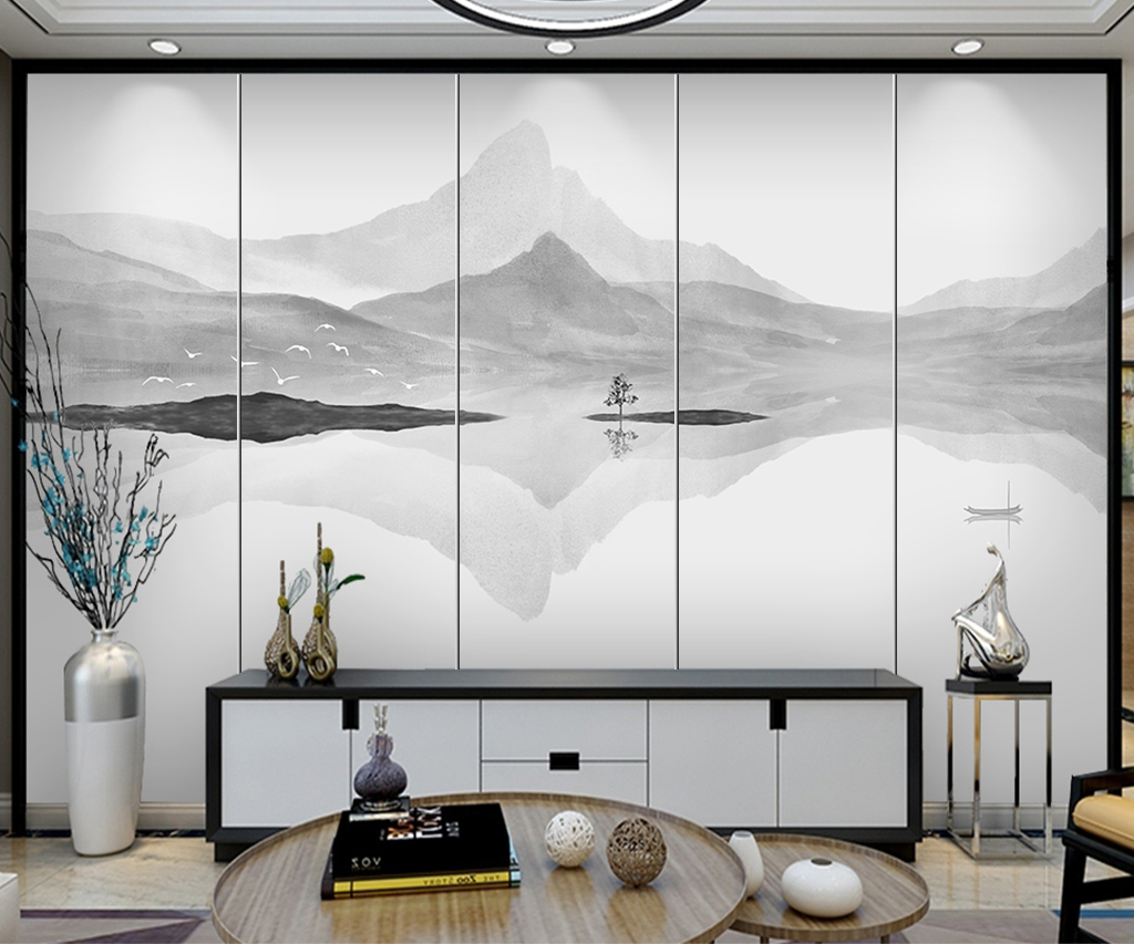 新中式軟包背景墻/輕奢硬包/花鳥(niǎo)/山水/軟包/酒店床頭硬包/客廳沙發(fā)硬包/電視背景墻