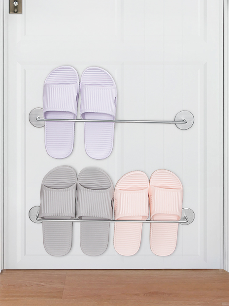 衛(wèi)生間洗澡間放拖鞋架墻壁掛式廁所洗手間浴室門后墻上粘貼免打孔