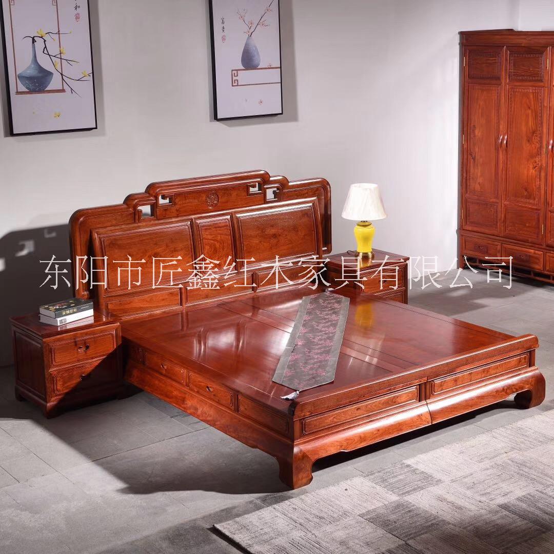 花梨木國色大床 花梨木大床 匠鑫紅木家具花梨木大床 匠鑫紅木家具花梨木大床