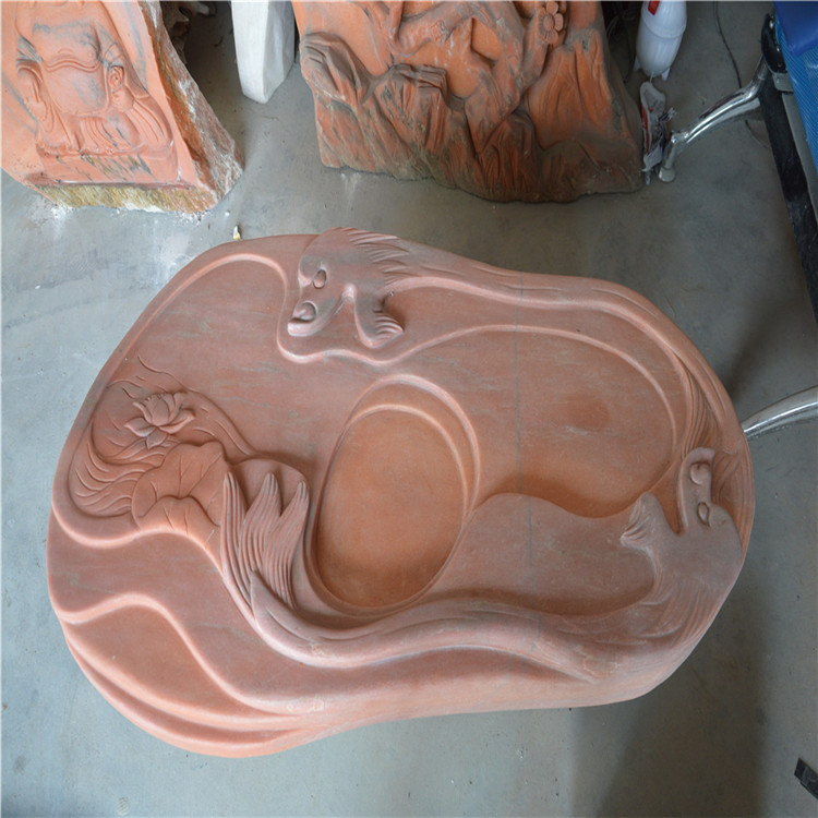 晚霞紅石雕茶盤茶臺 石茶盤雕刻好用嗎