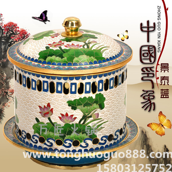 老北京銅火鍋景泰藍(lán)木炭火鍋老式