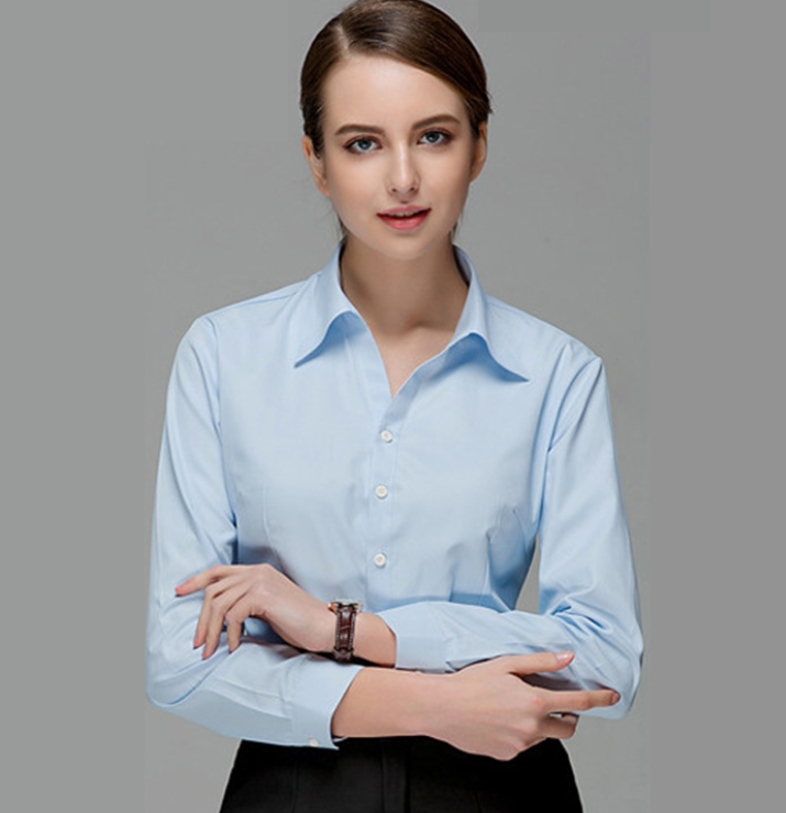 廠家定制女士職業(yè)工裝長袖襯衫定制刺繡LOGO工作服正裝襯衣修身