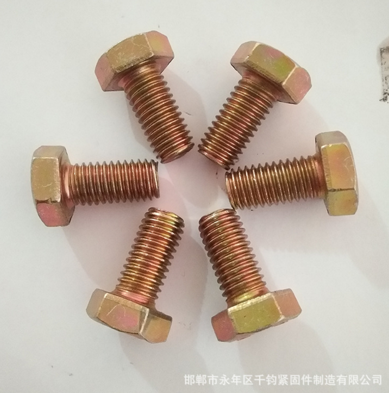 品質(zhì)保障鍍彩高強(qiáng)度六角螺栓 m10鍍彩高強(qiáng)度8.8級(jí)六角螺絲