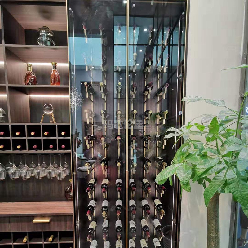 廣東瑪歌倫堡高端定制別墅餐廳不銹鋼 玫瑰金拉絲 恒溫酒柜葡萄酒柜 廣東瑪歌倫堡定制別墅餐廳不銹鋼