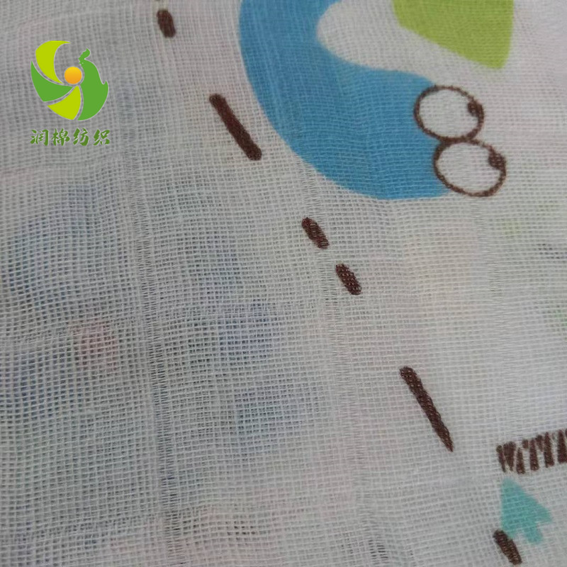 泰安潤棉紡織廠家直銷 方格紗布普梳全棉雙層方格印花布