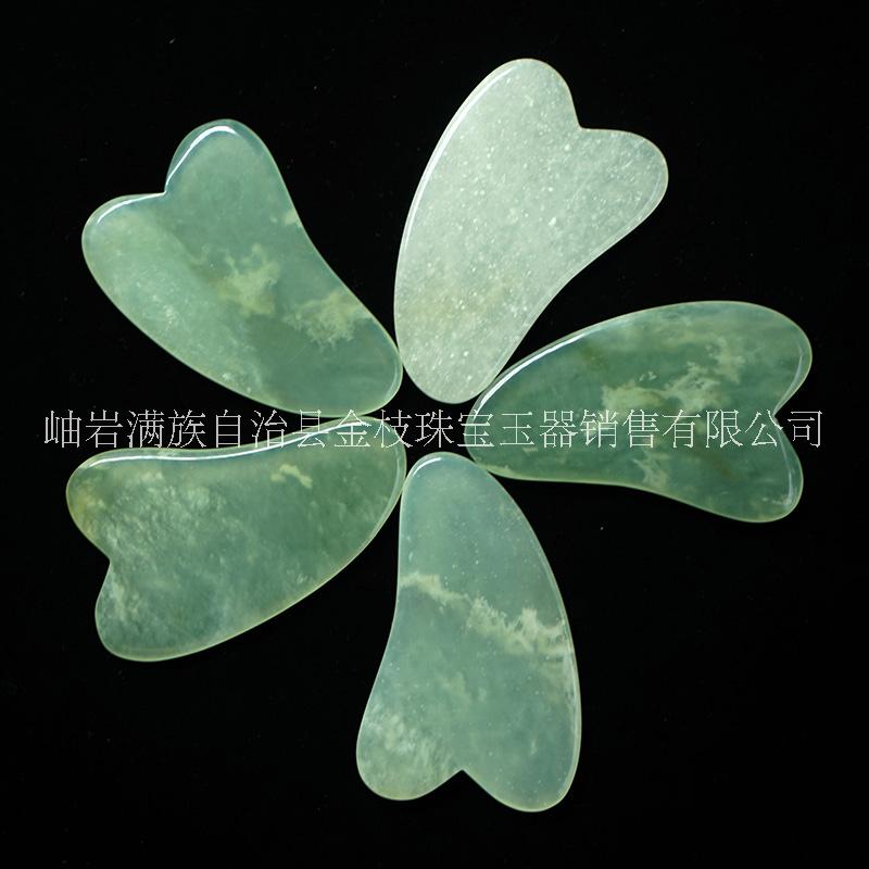 天然岫巖玉純手工雕刻打磨拋光刮痧板廠家直銷批發(fā)零售  玉石牛角刮痧板中號(hào)