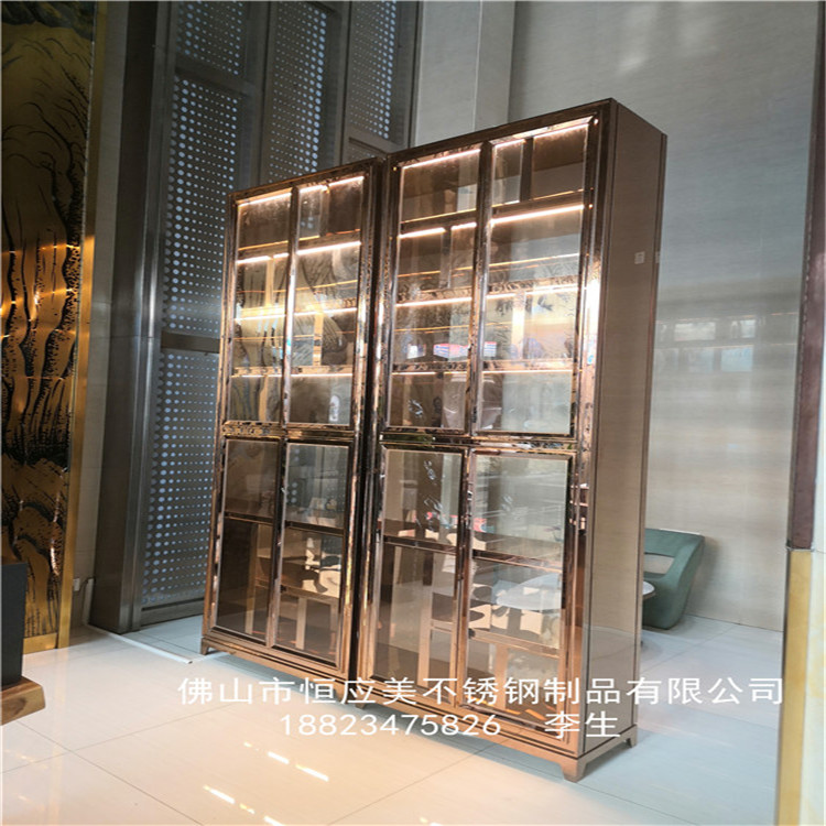 供應(yīng)別墅 酒店 ktv不銹鋼紅酒展示柜 拉絲酒柜