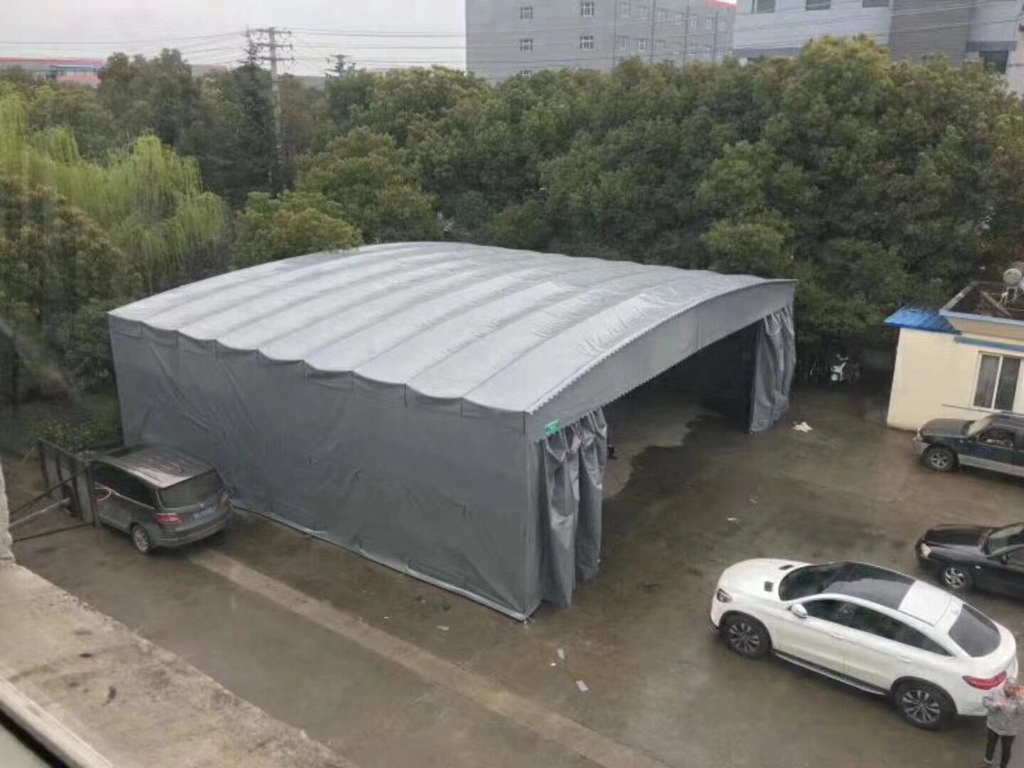 佛山移動雨棚夜宵大排檔帳篷伸縮折遮陽棚推拉蓬活動雨棚