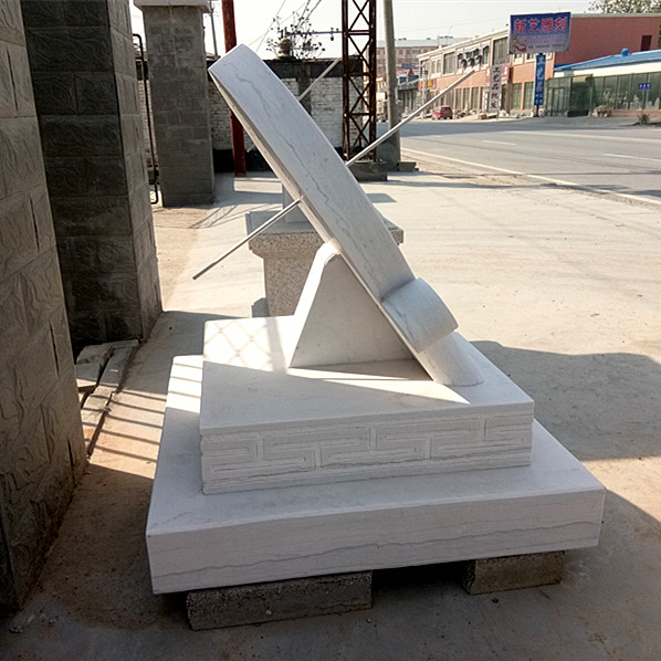 石雕日晷 漢白玉雕塑校園計(jì)時(shí)器擺件 曲陽(yáng)廠家直銷*