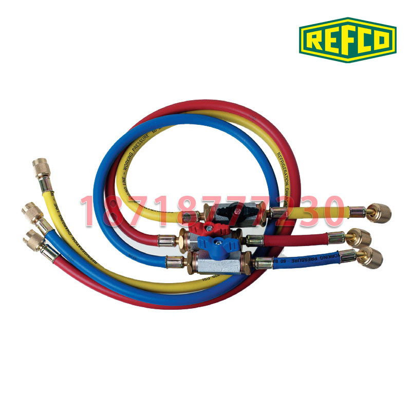 瑞士REFCO威科充氣管 空調(diào)加液管 制冷空調(diào)抽真空保壓加氟用高壓三色軟管CCL-36/60/72