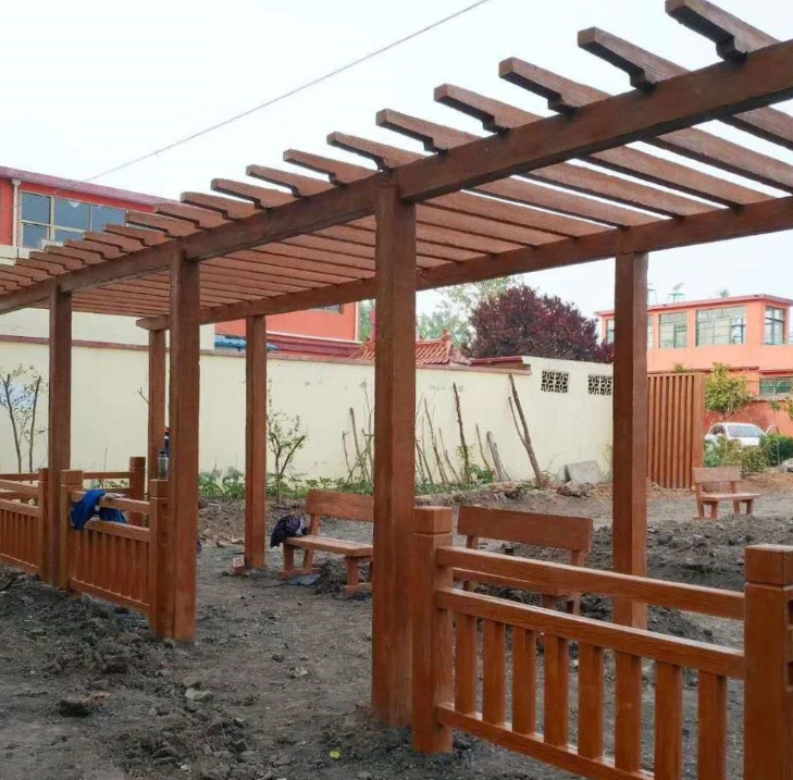 廠家供應(yīng)戶外休閑涼亭 水泥仿木亭子 戶外景觀水泥仿木涼亭